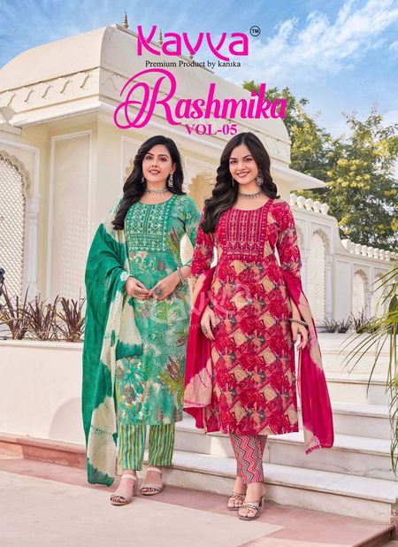 Rashmika Vol 5 By Kavya Rayon Foil Printed Kurti With Bottom Dupatta Orders In India Catalog